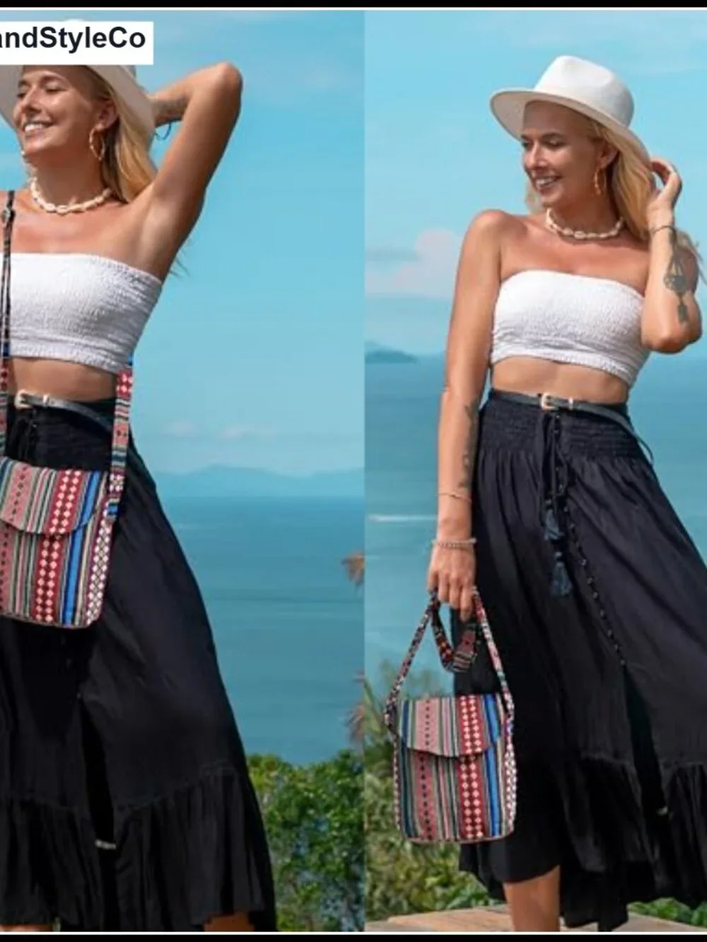 Denim Hobo Crossbody Bag with Floral Print, Adjustable Strap, Travel Purse